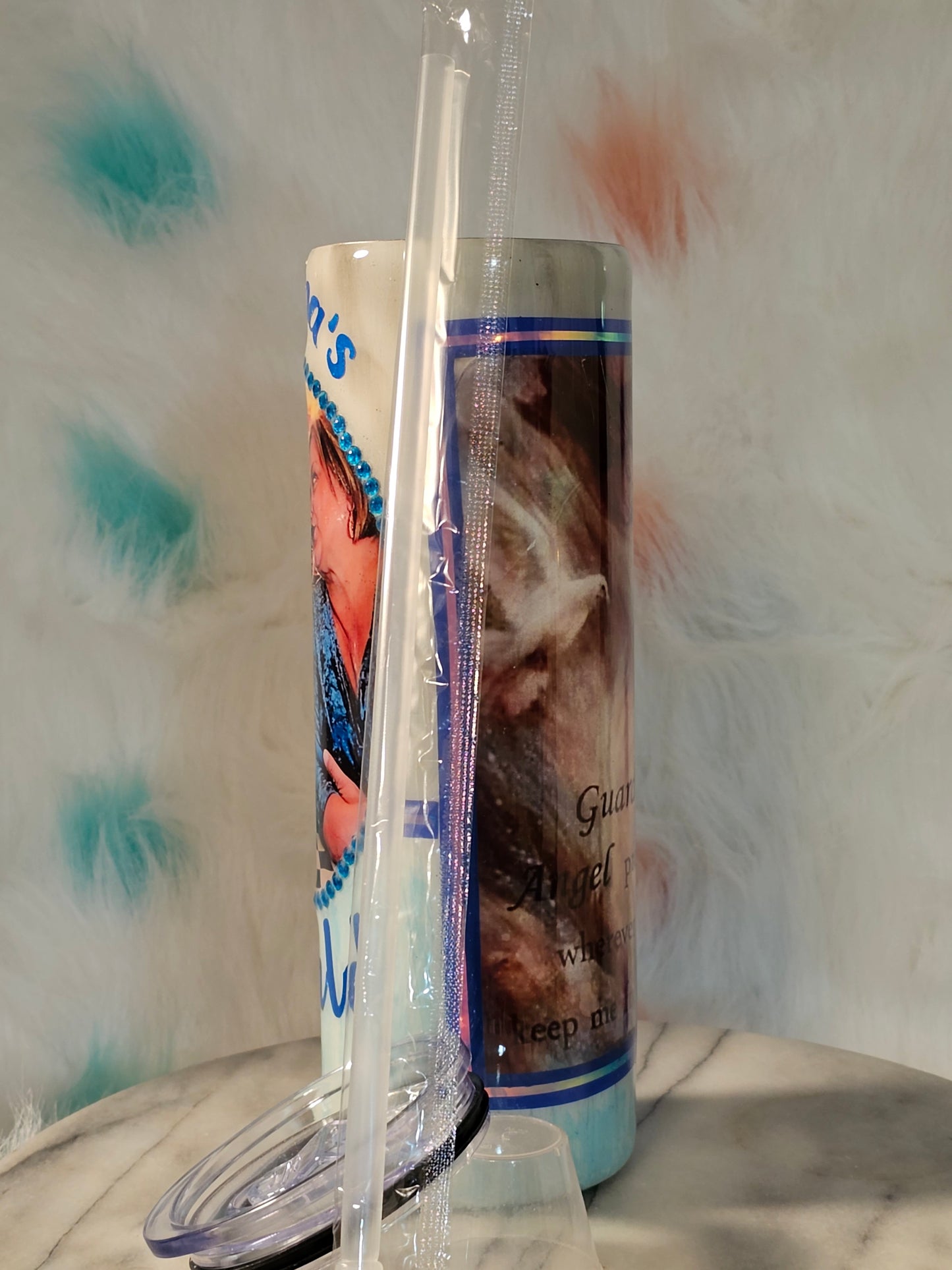 30 oz Angle watching over you double wall stainless steel tumbler cup