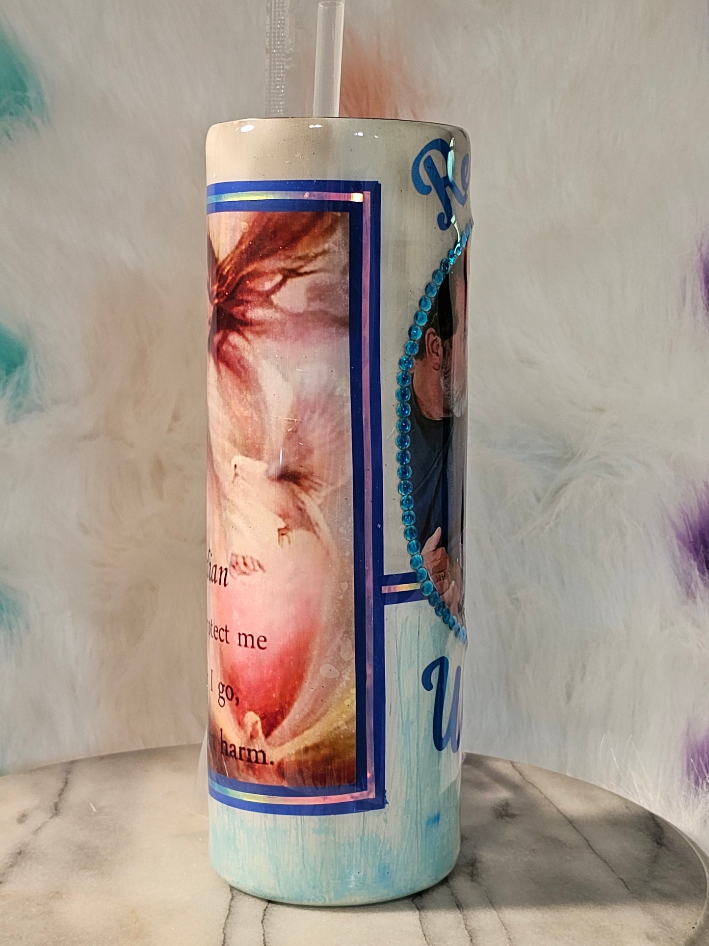 30 oz Angle watching over you double wall stainless steel tumbler cup