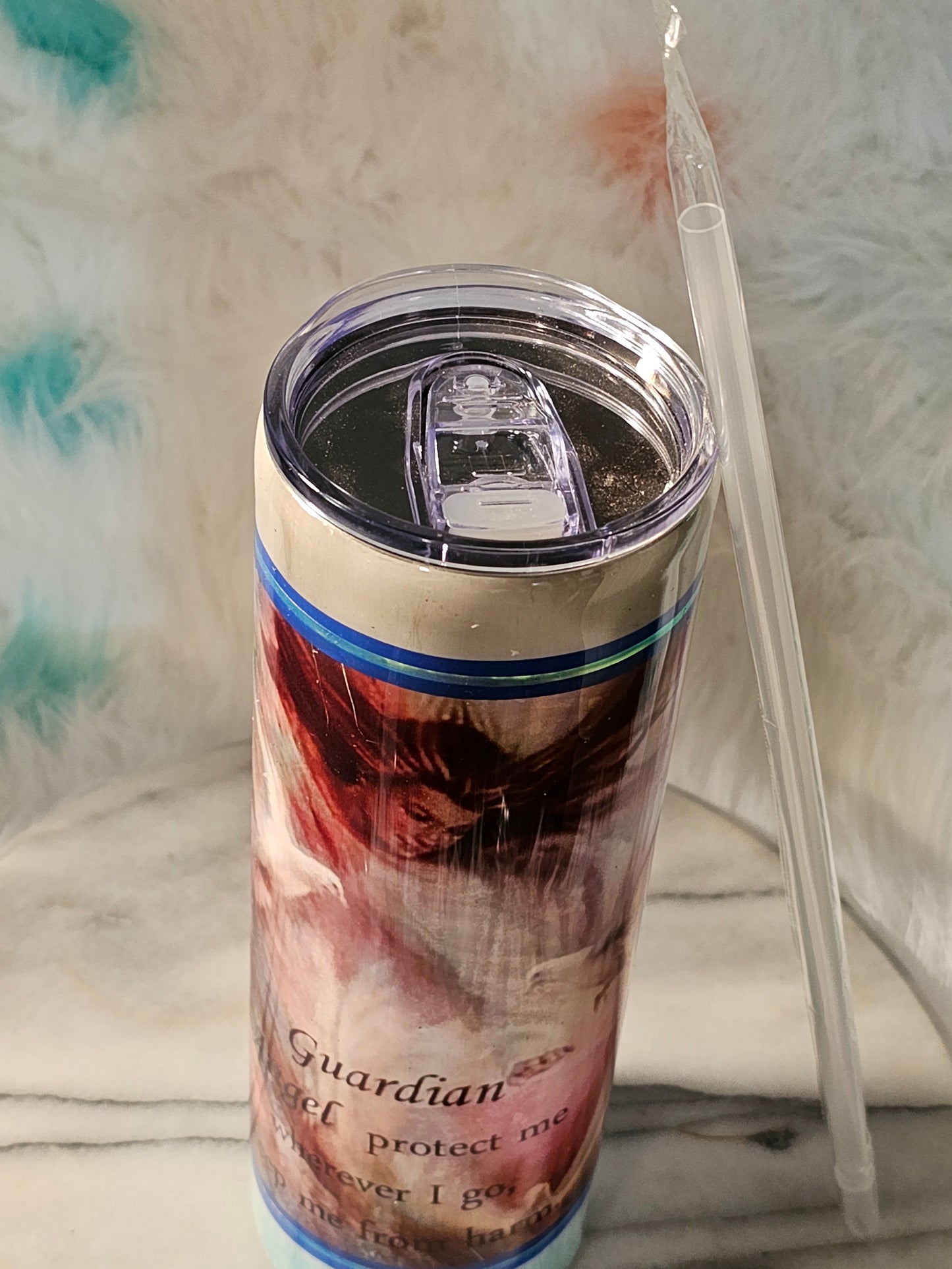 30 oz Angle watching over you double wall stainless steel tumbler cup