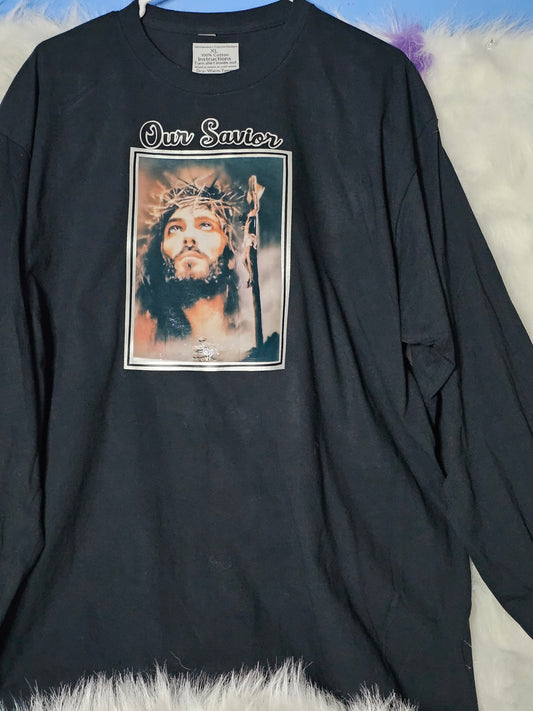 Our Savior black long sleeve TShirt