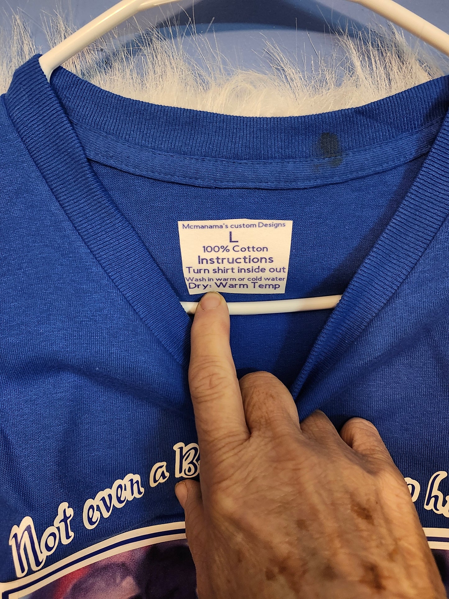 Size L 100% cotton Not even a bullet can stop him