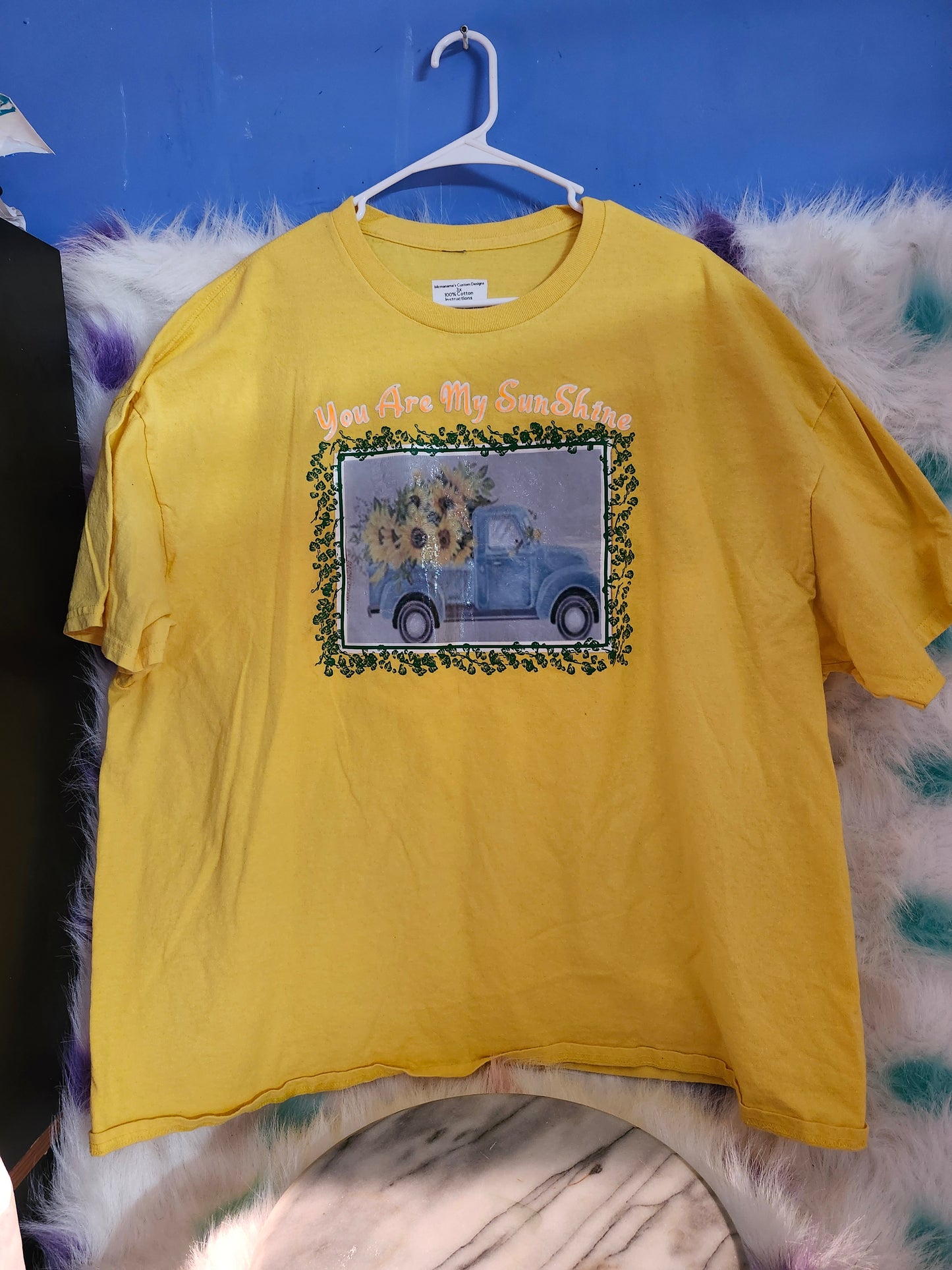 3X 100% yellow cotton You are my sunshine tshirt