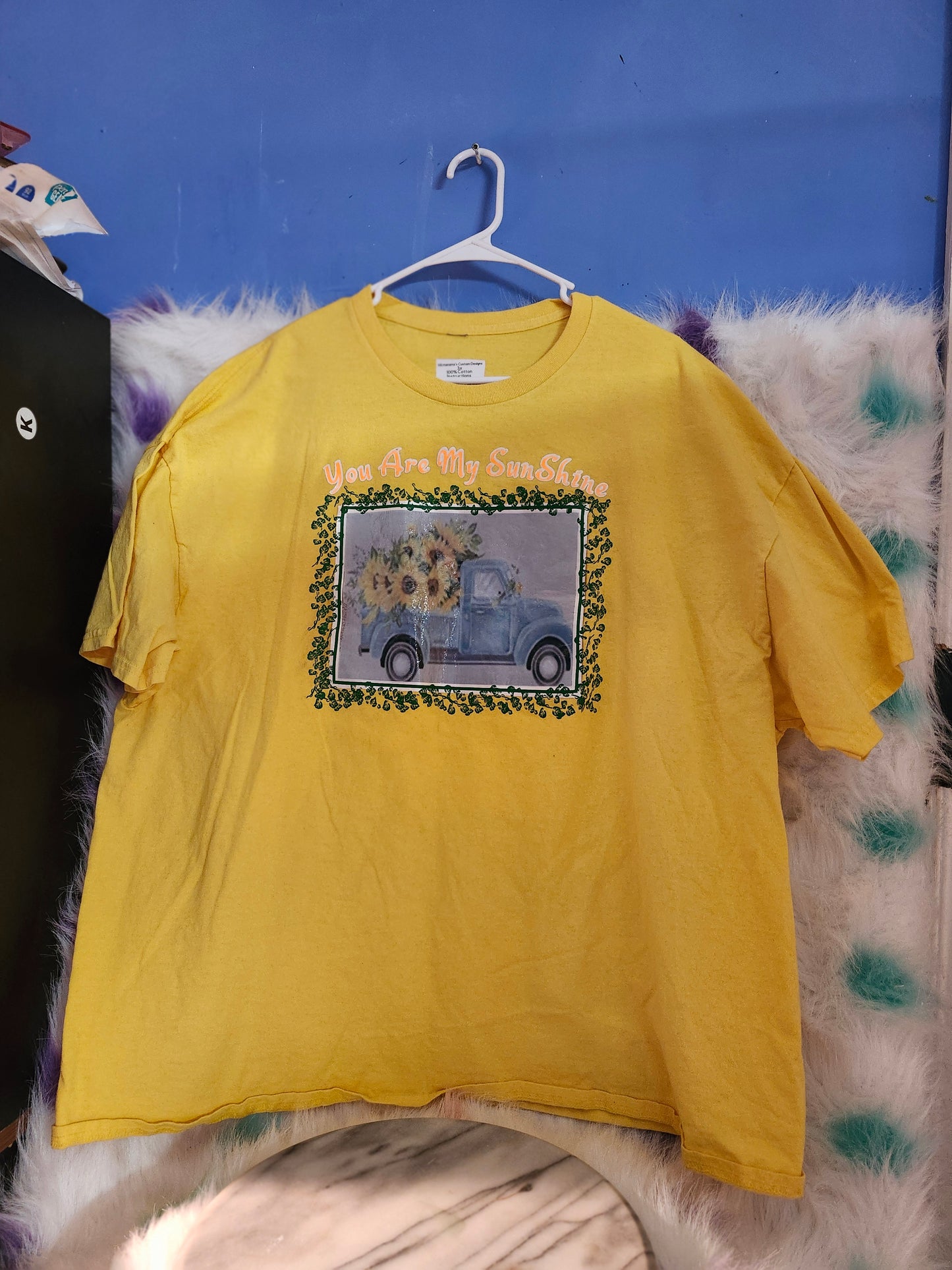 3X 100% yellow cotton You are my sunshine tshirt