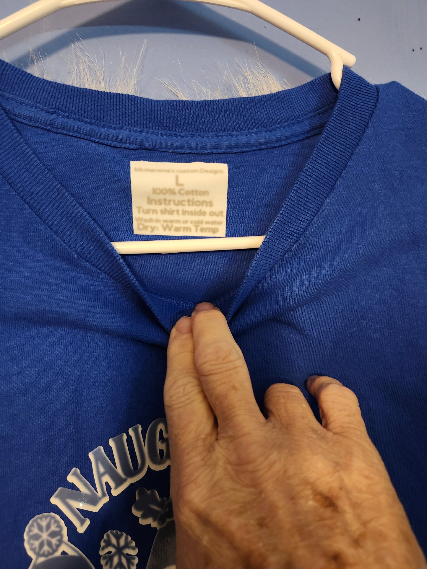 Size L 100% cotton blue Naughty and I Gnome it tshirt