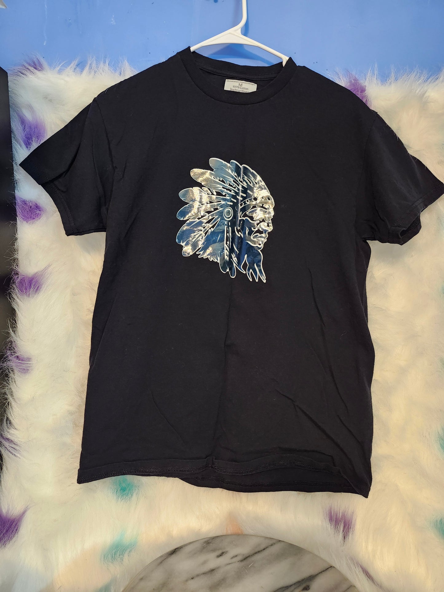 SizeM.100% cotton black Indian head tshirts