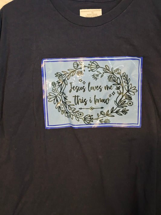 Size XL 100% cotton black Jesus loves me tshirt