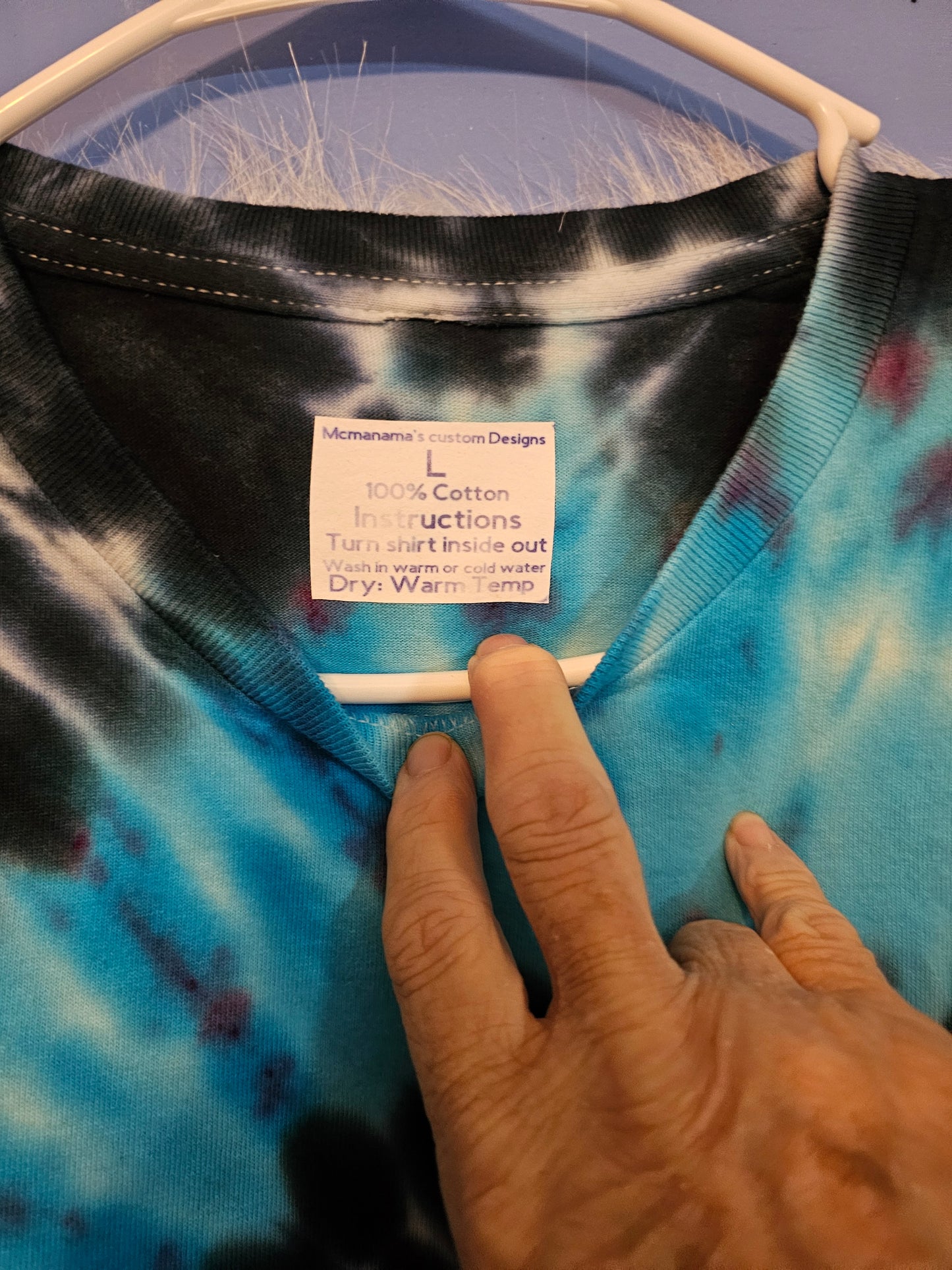 Size L 100% cotton Red, black and blue tie dye Tshirt