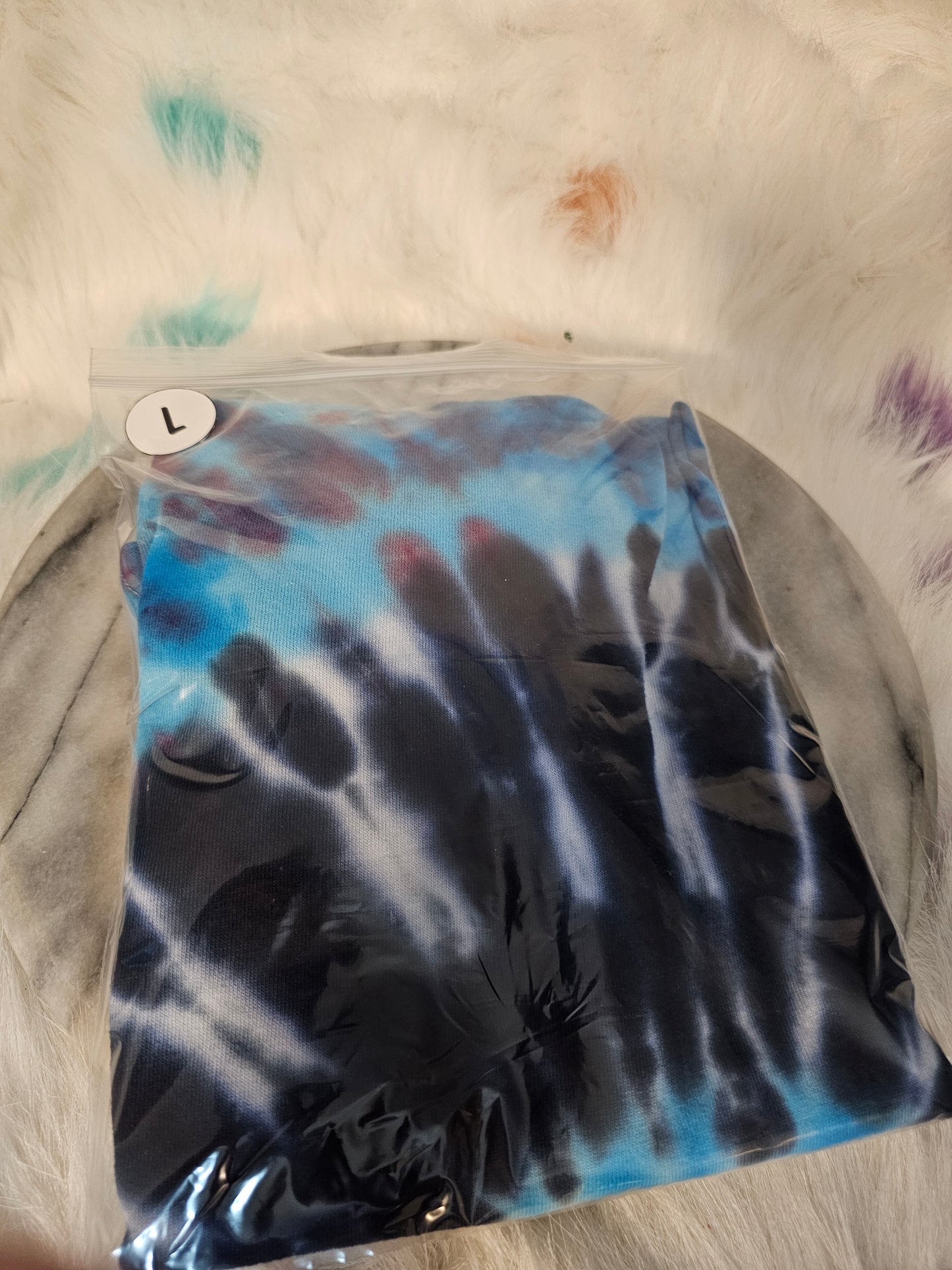 Size L 100% cotton Red, black and blue tie dye Tshirt