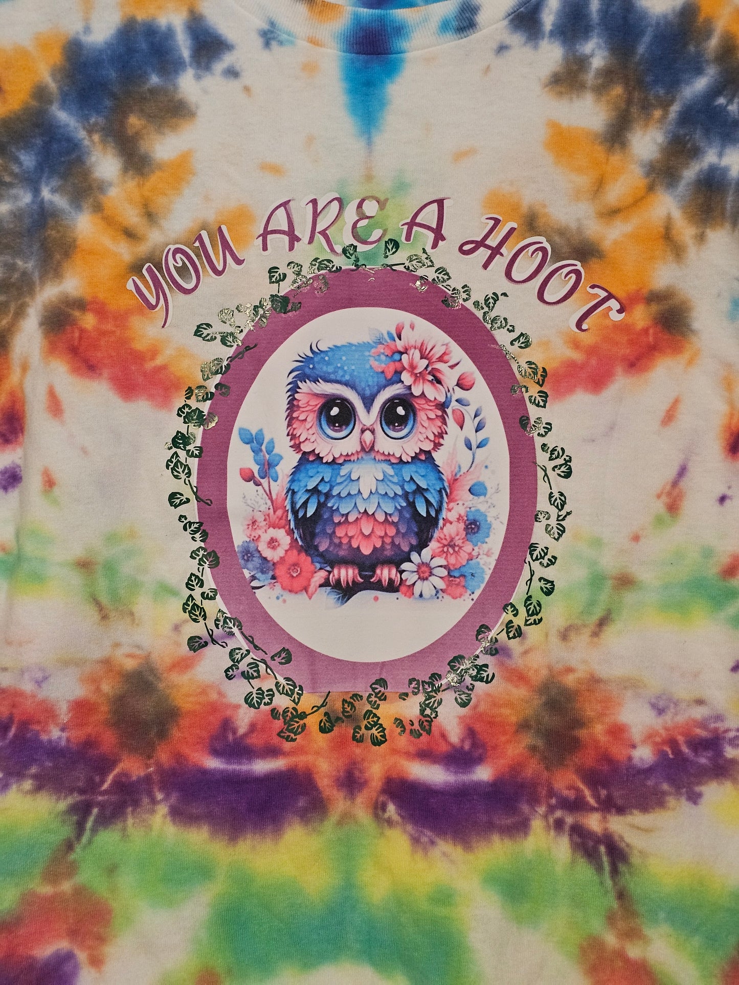 3x tie die 100% cotton You are a hoot tshirt