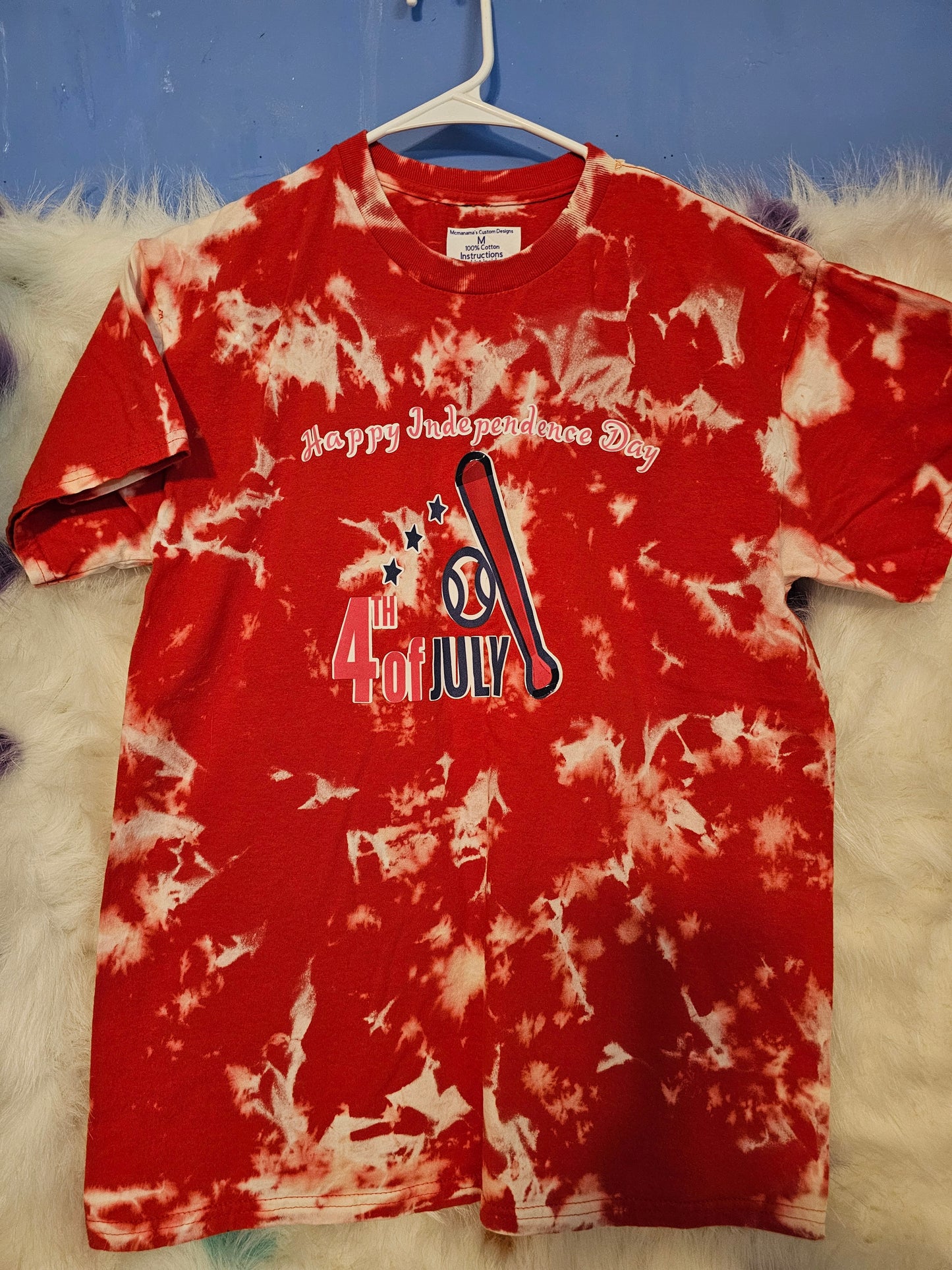 Size M 100% cotton bleach dye Happy independence day TShirts
