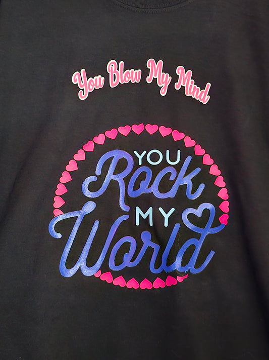Size XL You rock my world black T-Shirt