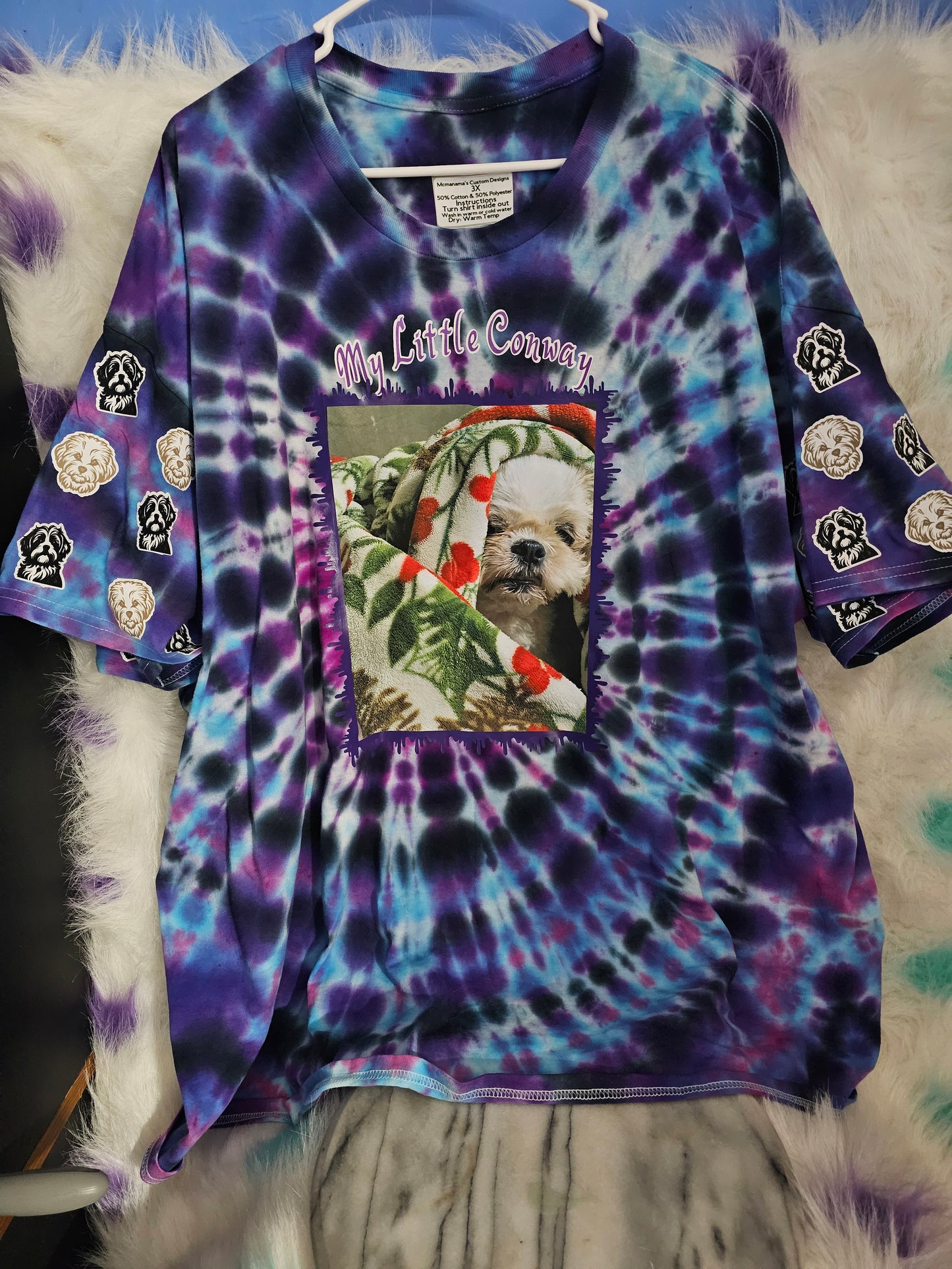 Size 3x 100% cotton Personalized dog tye dye Tshirt