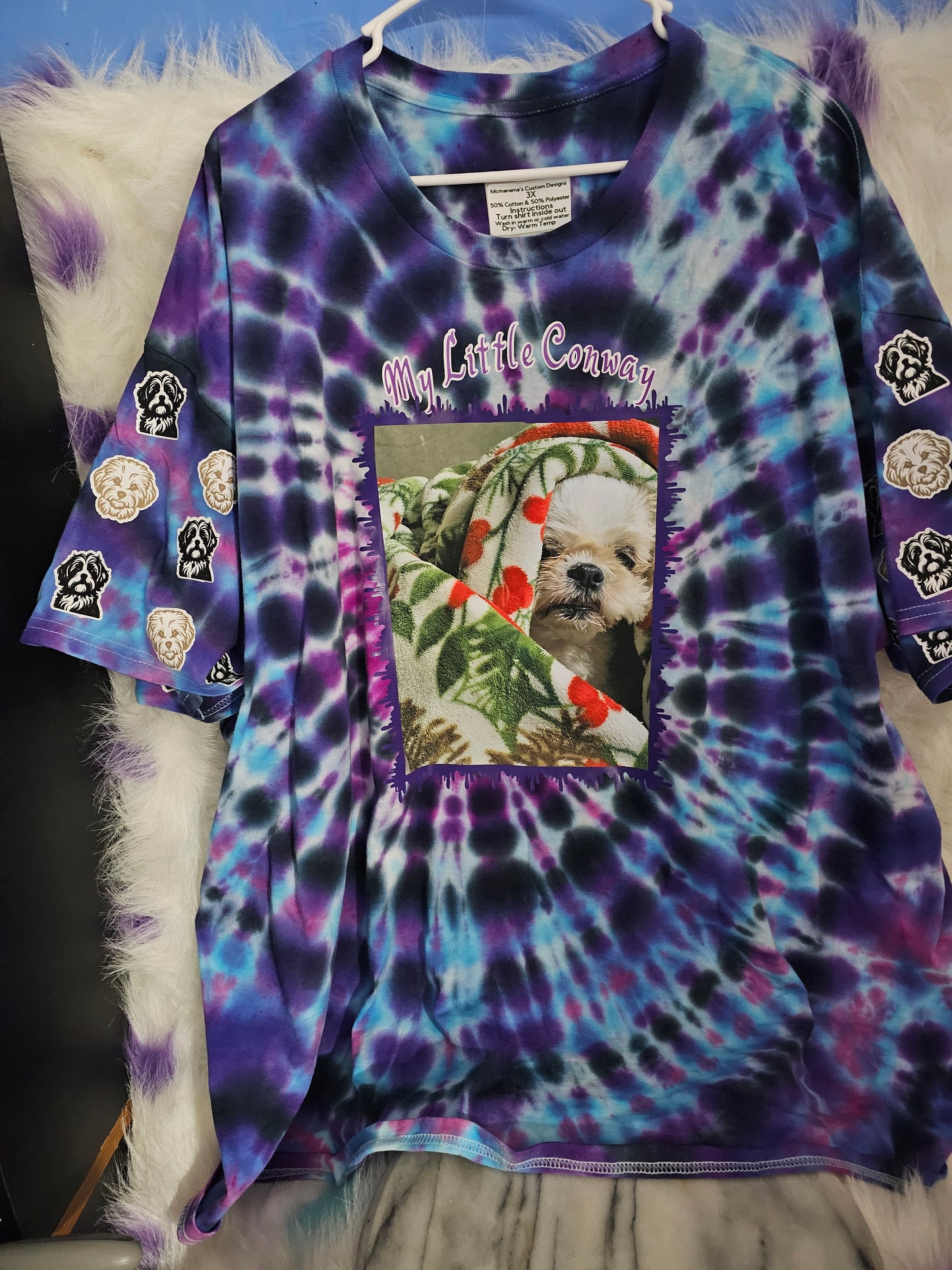 Size 3x 100% cotton Personalized dog tye dye Tshirt