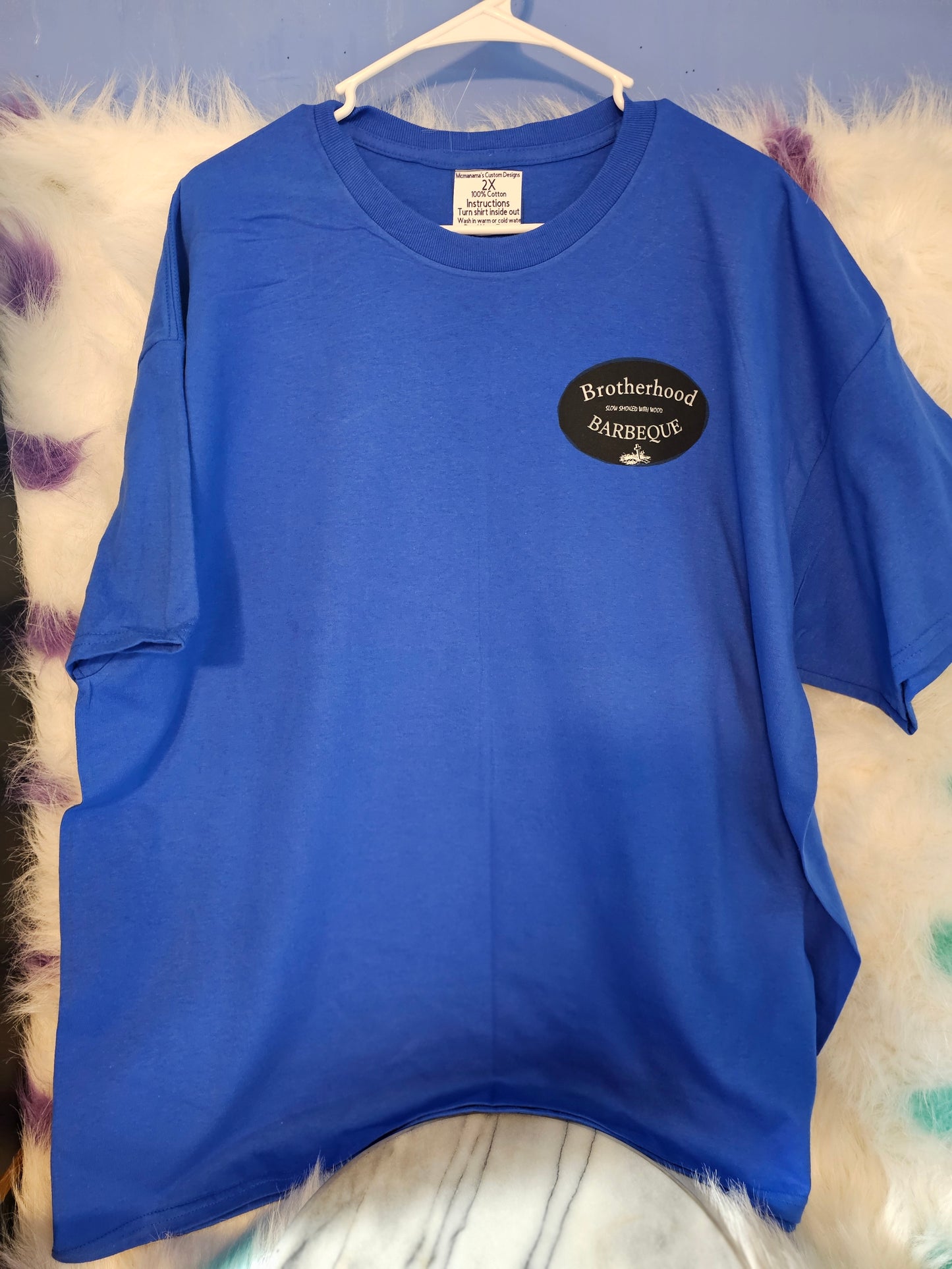 Size 3x 100%cotton Brotherhood barbecue blue  Tshirt
