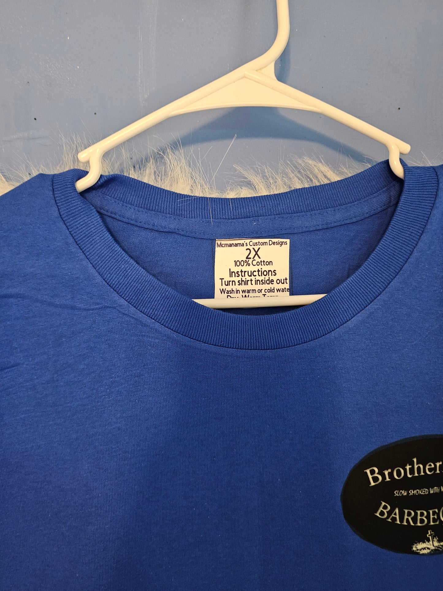 Size 3x 100%cotton Brotherhood barbecue blue  Tshirt
