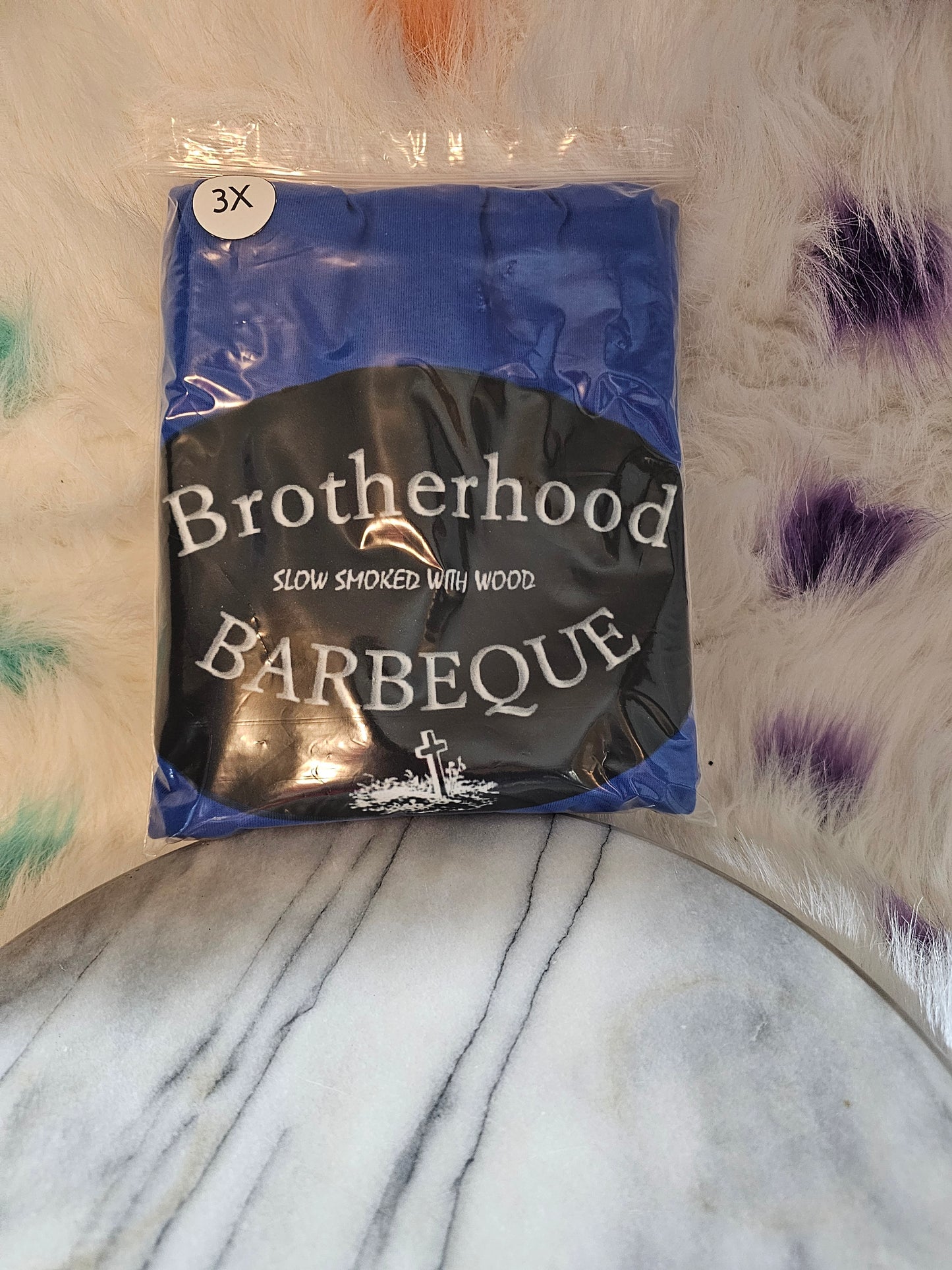 Size 3x 100%cotton Brotherhood barbecue blue  Tshirt