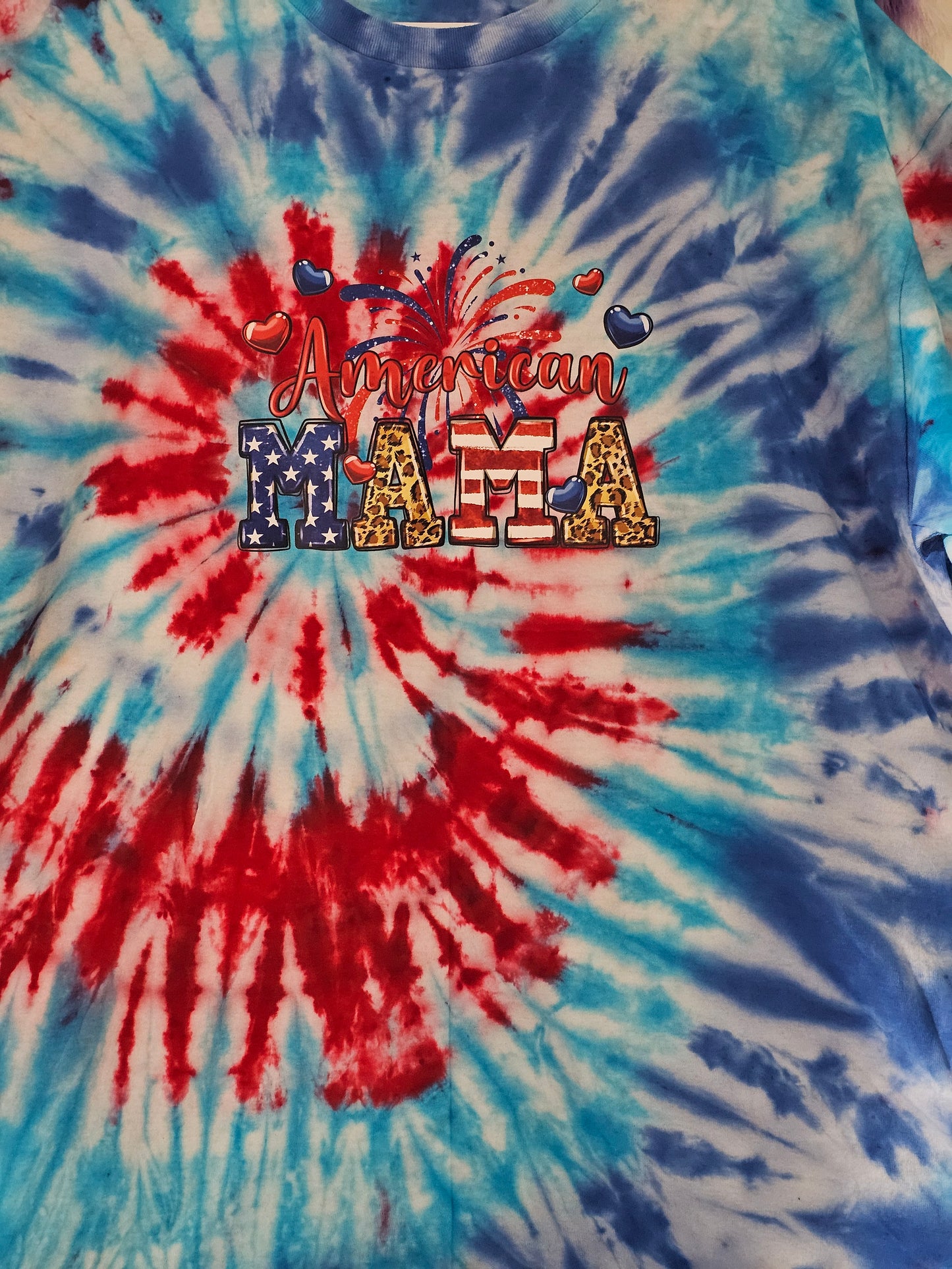 Size XL 100% cotton tye dye America Mama Tshirt