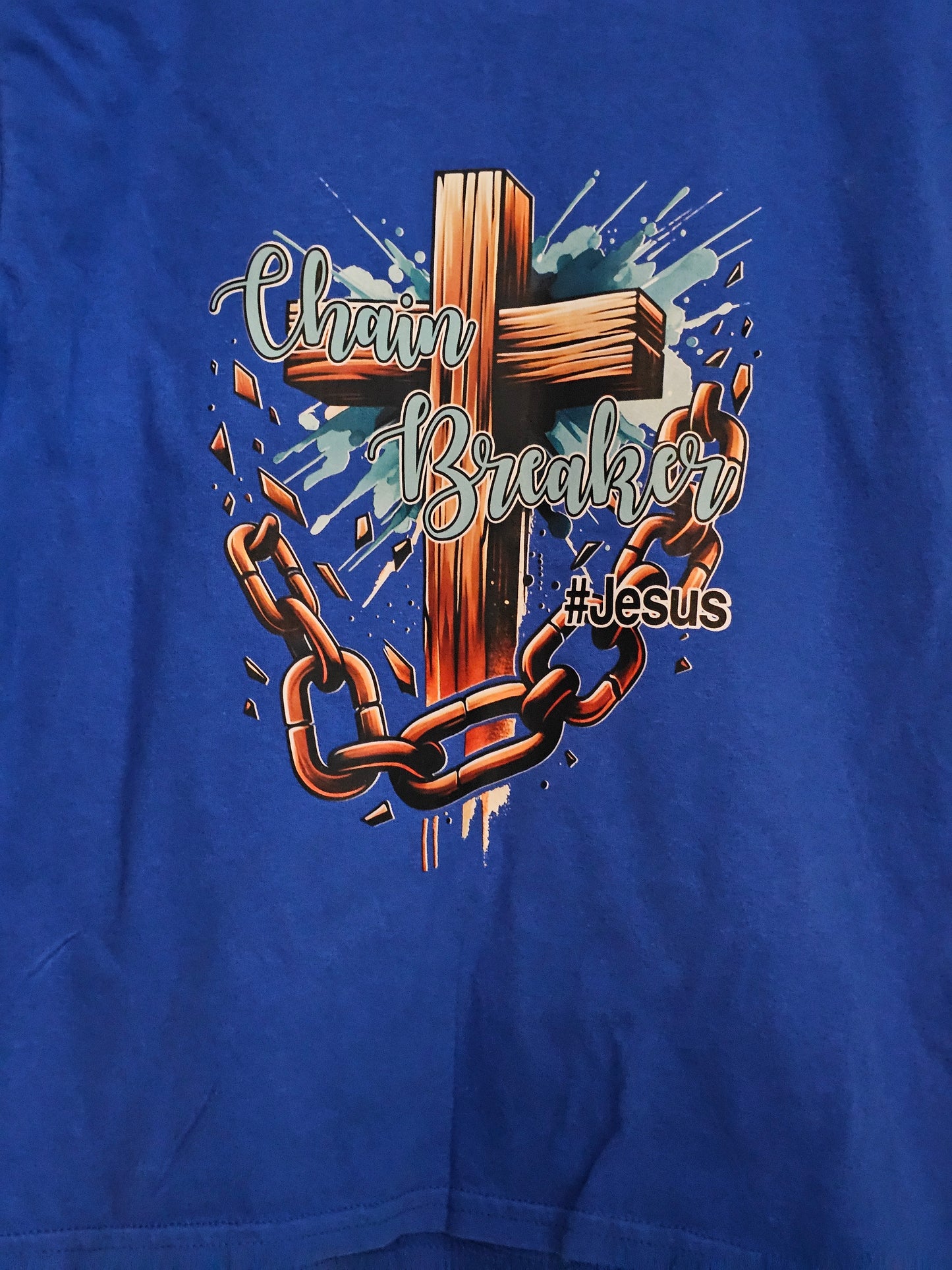 Size M youth 100% cotton Blue Chain Breaker Tshirt