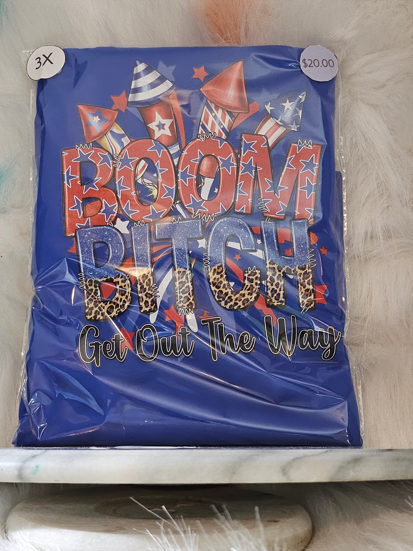 Size 3x 100% cotton Blue Boom Bitch get out of the way Tshirt