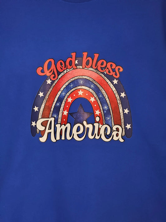 Size XL 100% cotton blue God Bless America Tshirt