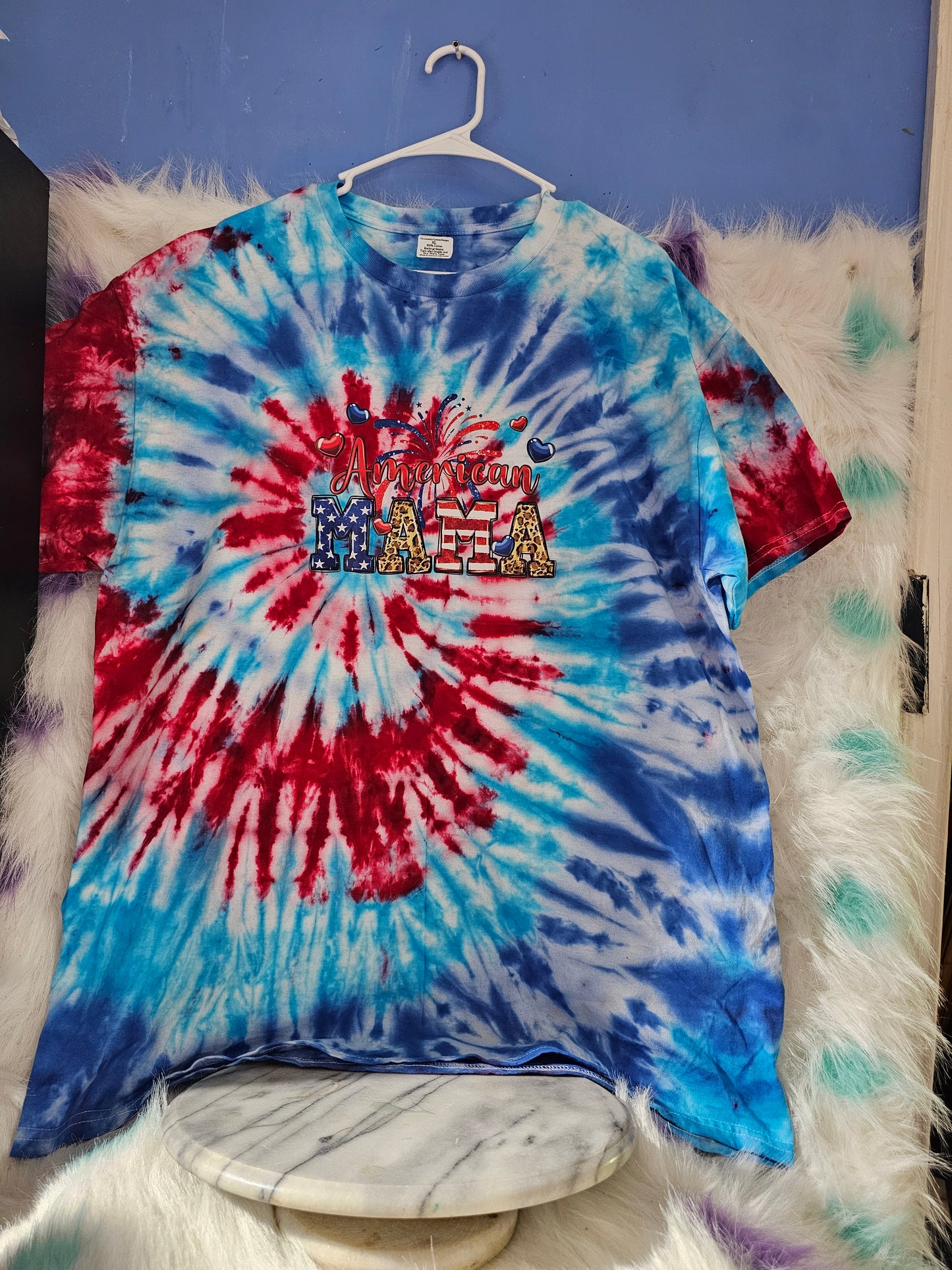 Size XL 100% cotton tye dye America Mama Tshirt