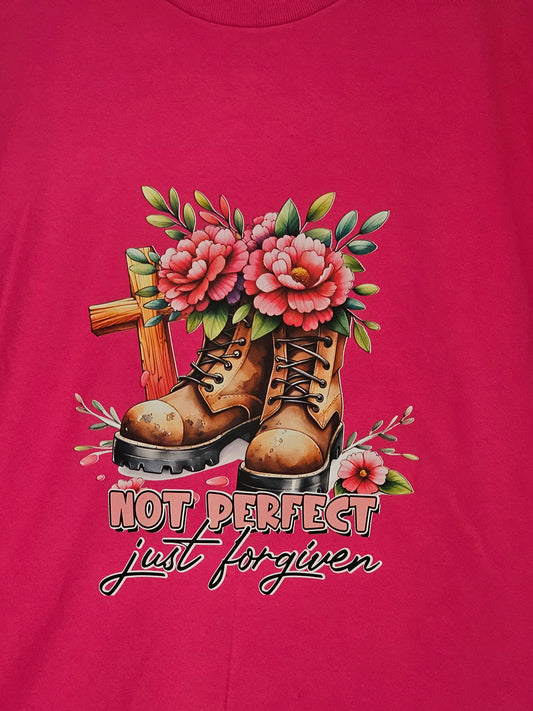 Size L 100% cotton Pink Not perfect just forgiven Tshirt