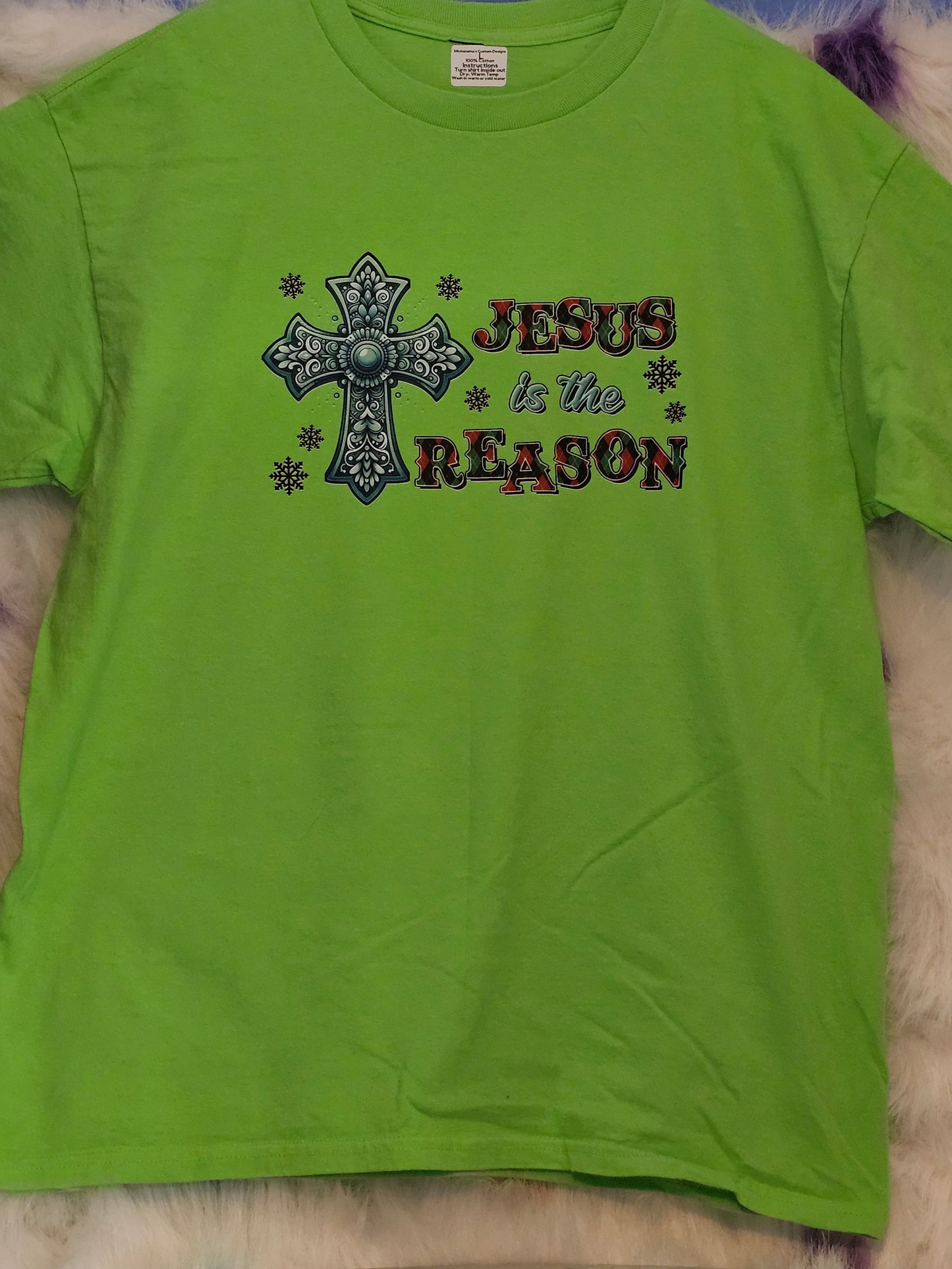 Size L 100%cotton light green Jesus is the reason Tshirt
