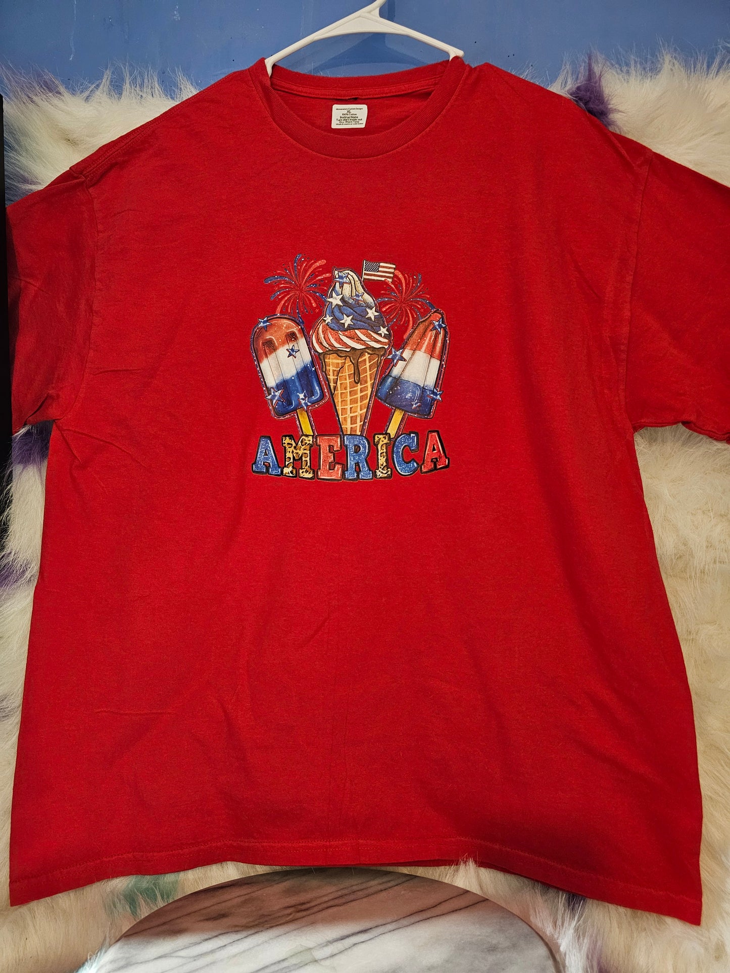 Size XL 100% cotton red popsicle Tshirt
