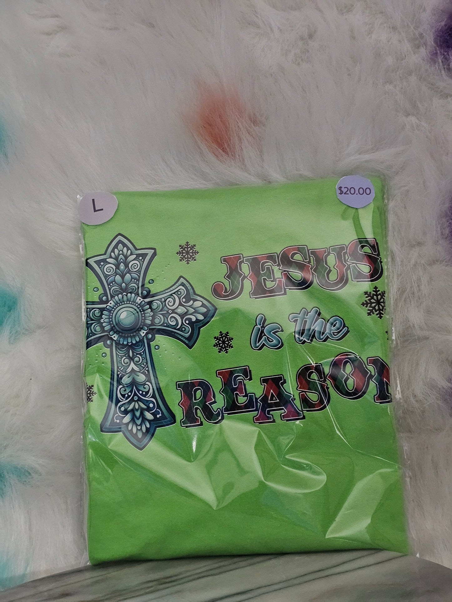 Size L 100%cotton light green Jesus is the reason Tshirt