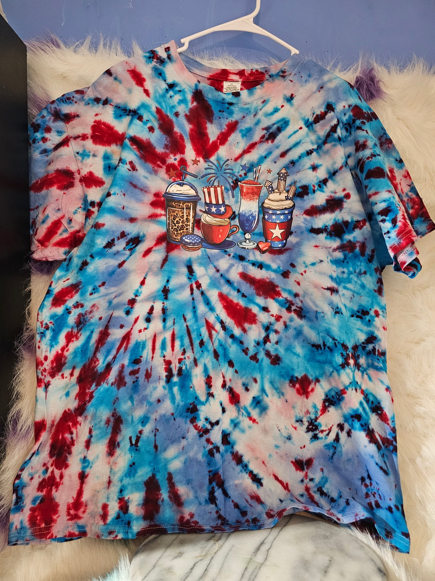 Size XL 100% cotton tye dye celebration of July 4th Tshirt