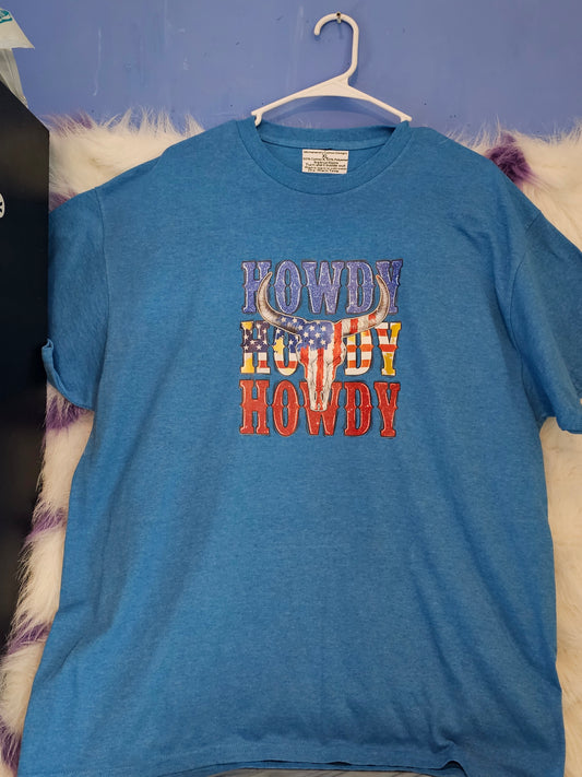 Size XL 50%cotton 50% polyester blue Howdy, Howdy,Howdy Tshirt