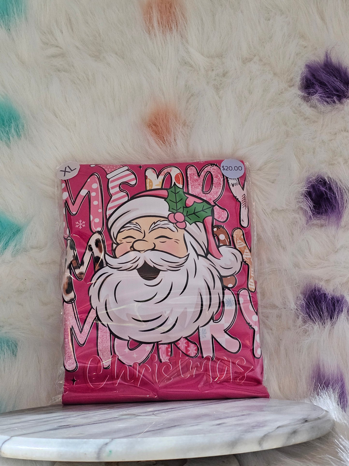 Size XL 100% cotton Pink Santa Tshirt