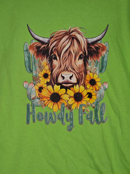 Size XL 100%cotton light green Howdy fall Tshirt
