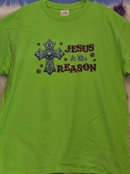 Size L 100%cotton light green Jesus is the reason Tshirt