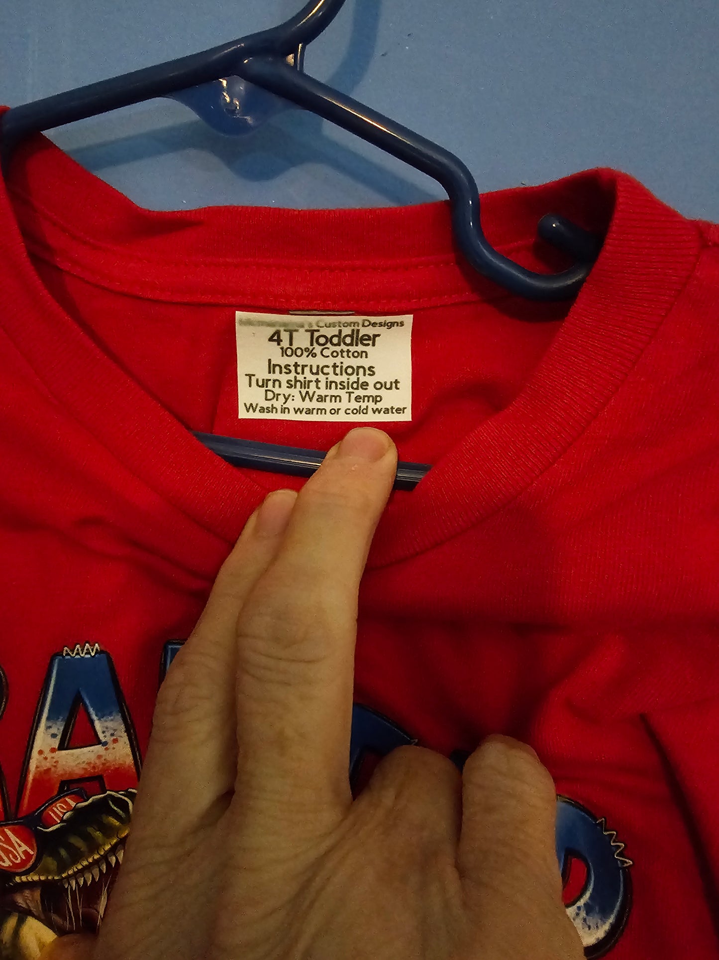 Size 4T Toddler 100% cotton Red RAWRRR in the USA Tshirt