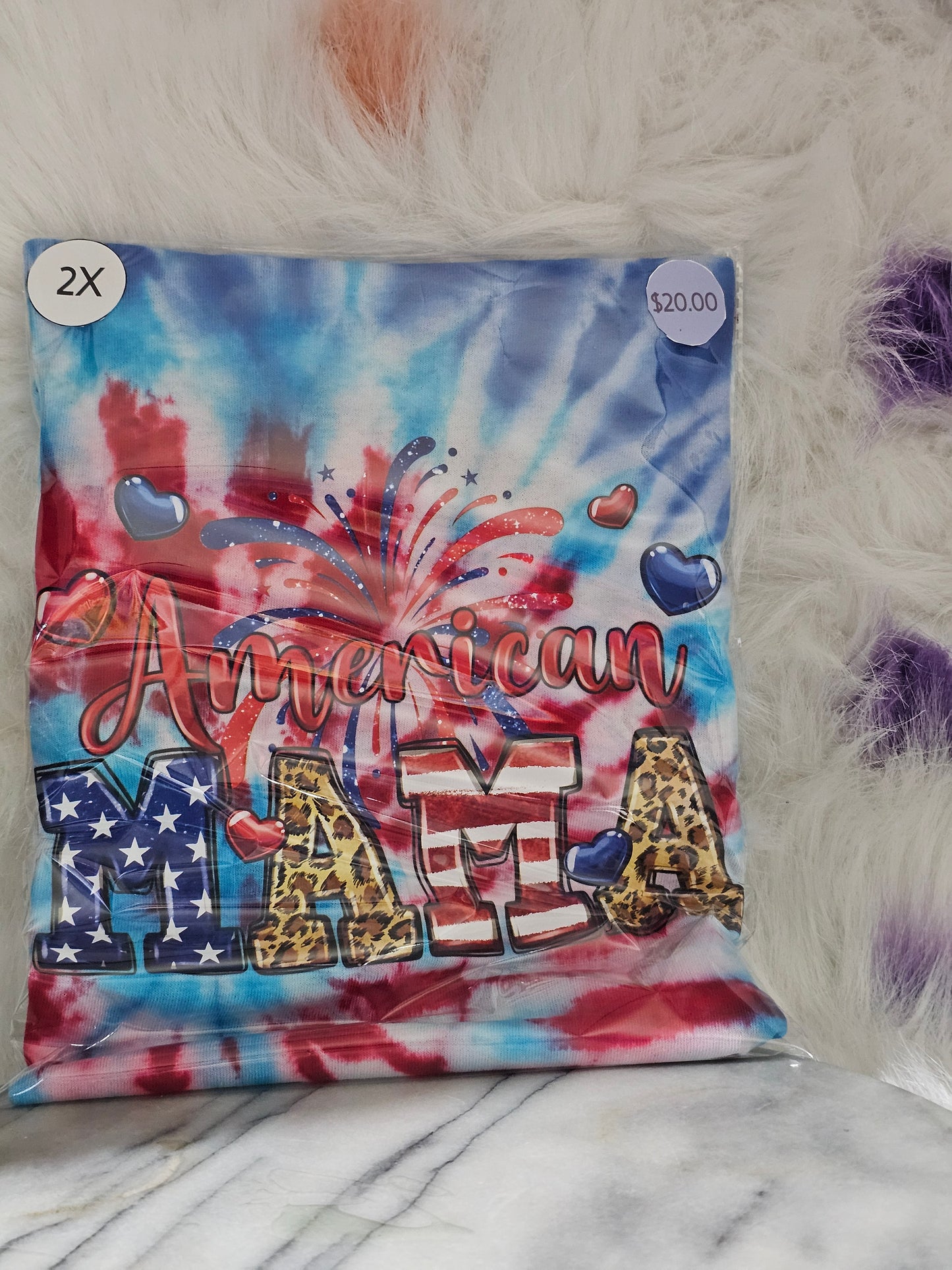 Size XL 100% cotton tye dye America Mama Tshirt