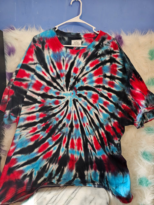 Size 3x 100% cotton red, black,white and light blue tie dye Tshirt