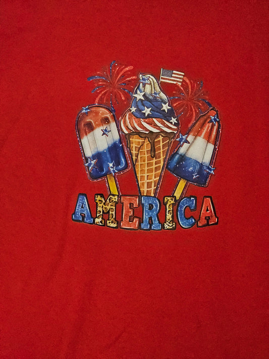 Size XL 100% cotton red popsicle Tshirt