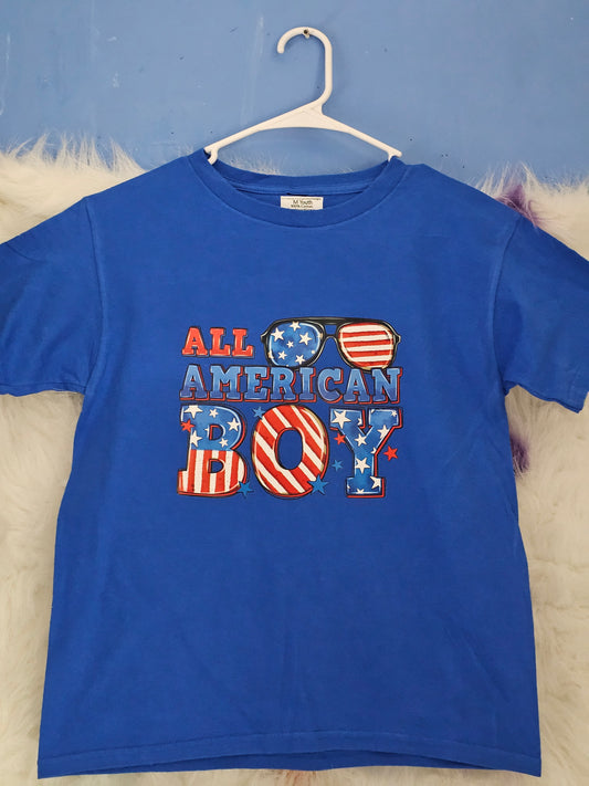 Size M youth 100% cotton Blue All America boy Tshirt