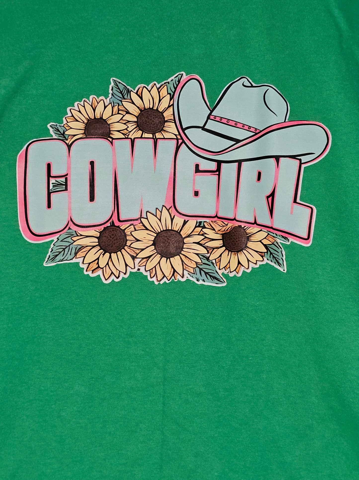 Size XL 100% cotton green cowgirl Tshirt