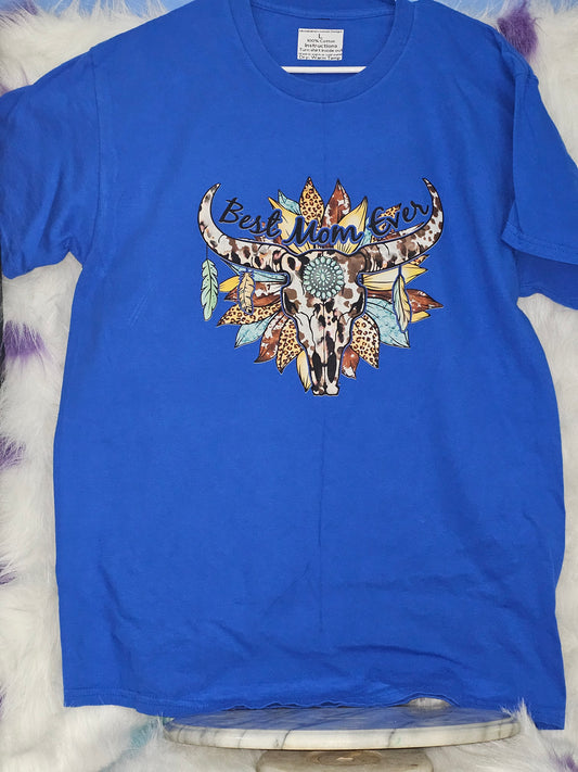 Size L 100% cotton blue Best Mom ever Tshirt