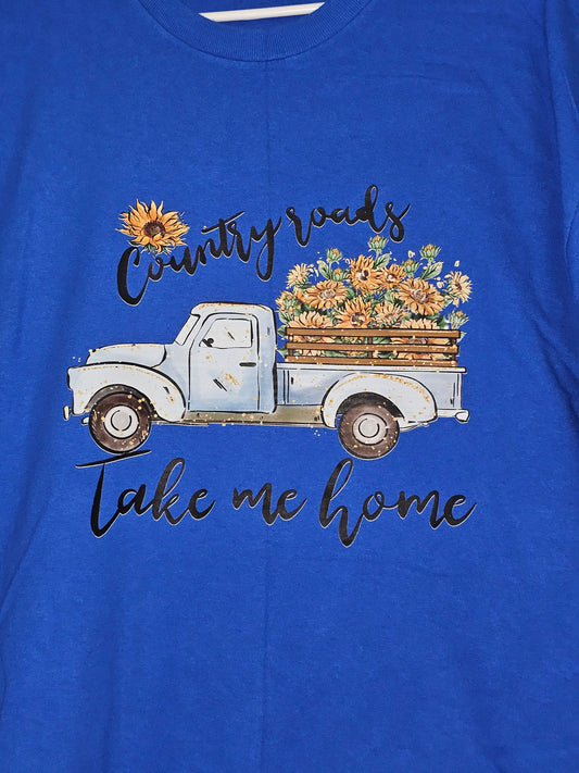 Size XL 100% cotton Country roads take me home Tshirt