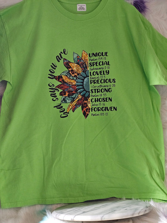 Size XL 100% cotton light green Unique Special Tshirt