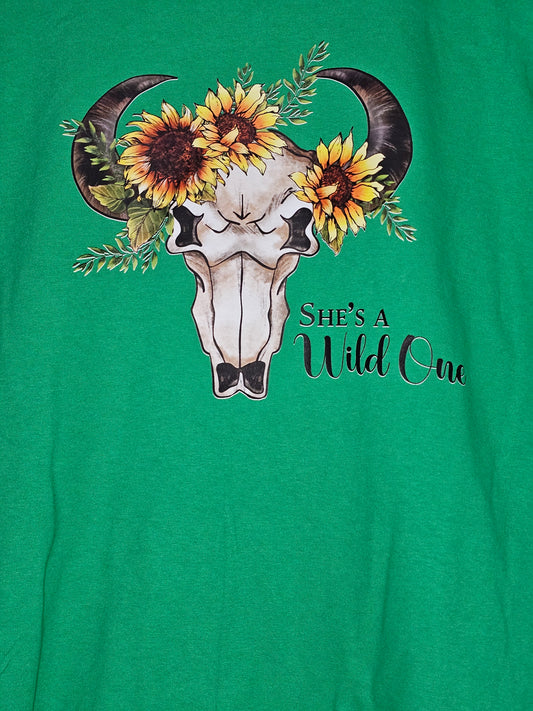 Size L 100%cotton green She's a wild one Tshirt