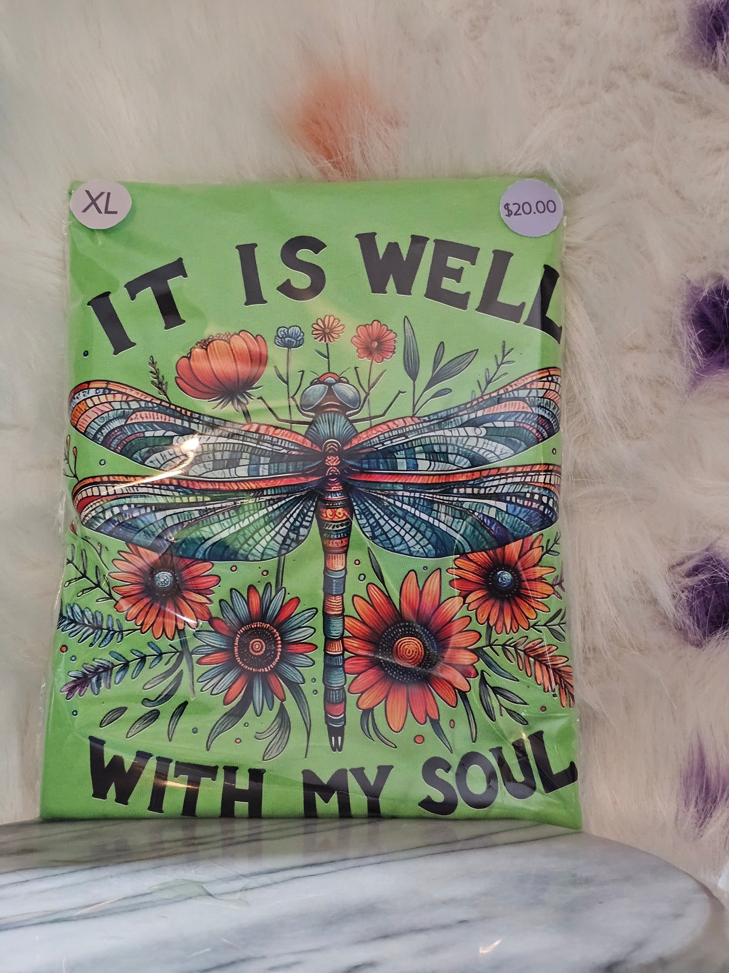Size XL 100% cotton Light green It is well with my soul Tshirt