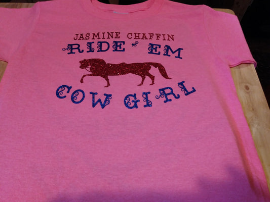Ride em cow girl Personalized shirt with kids name on it