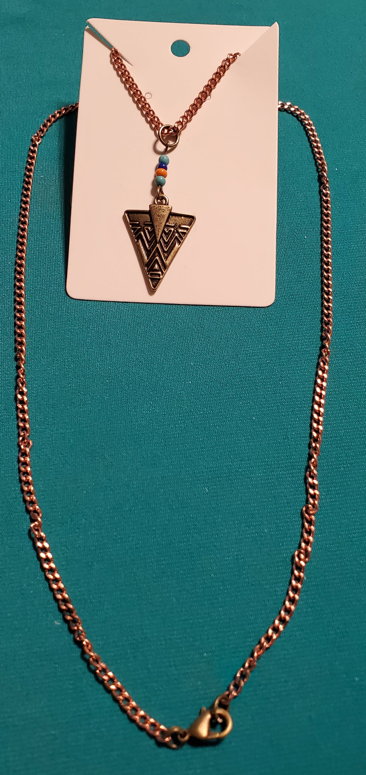 Bronze plated arrowhead necklace