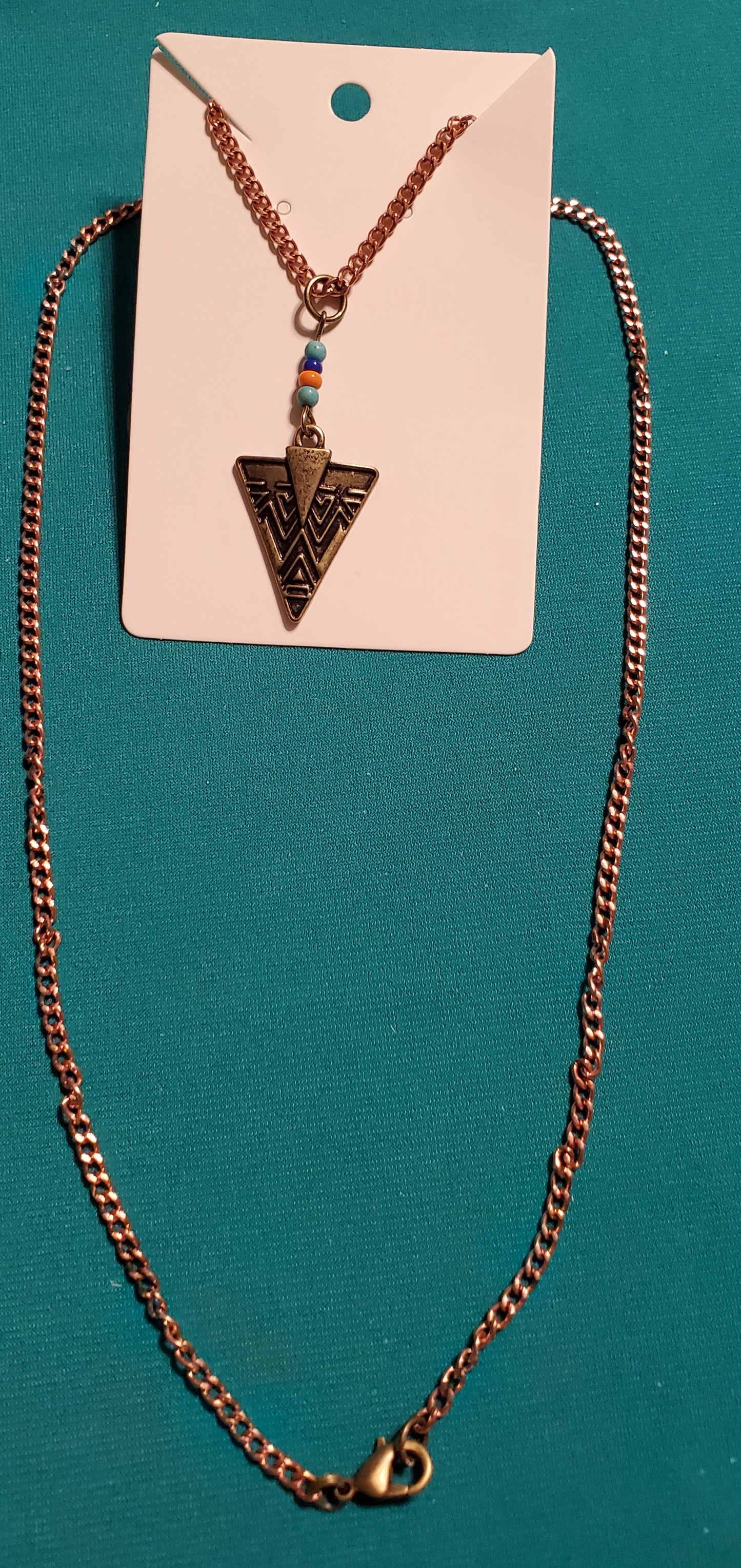 Bronze plated arrowhead necklace