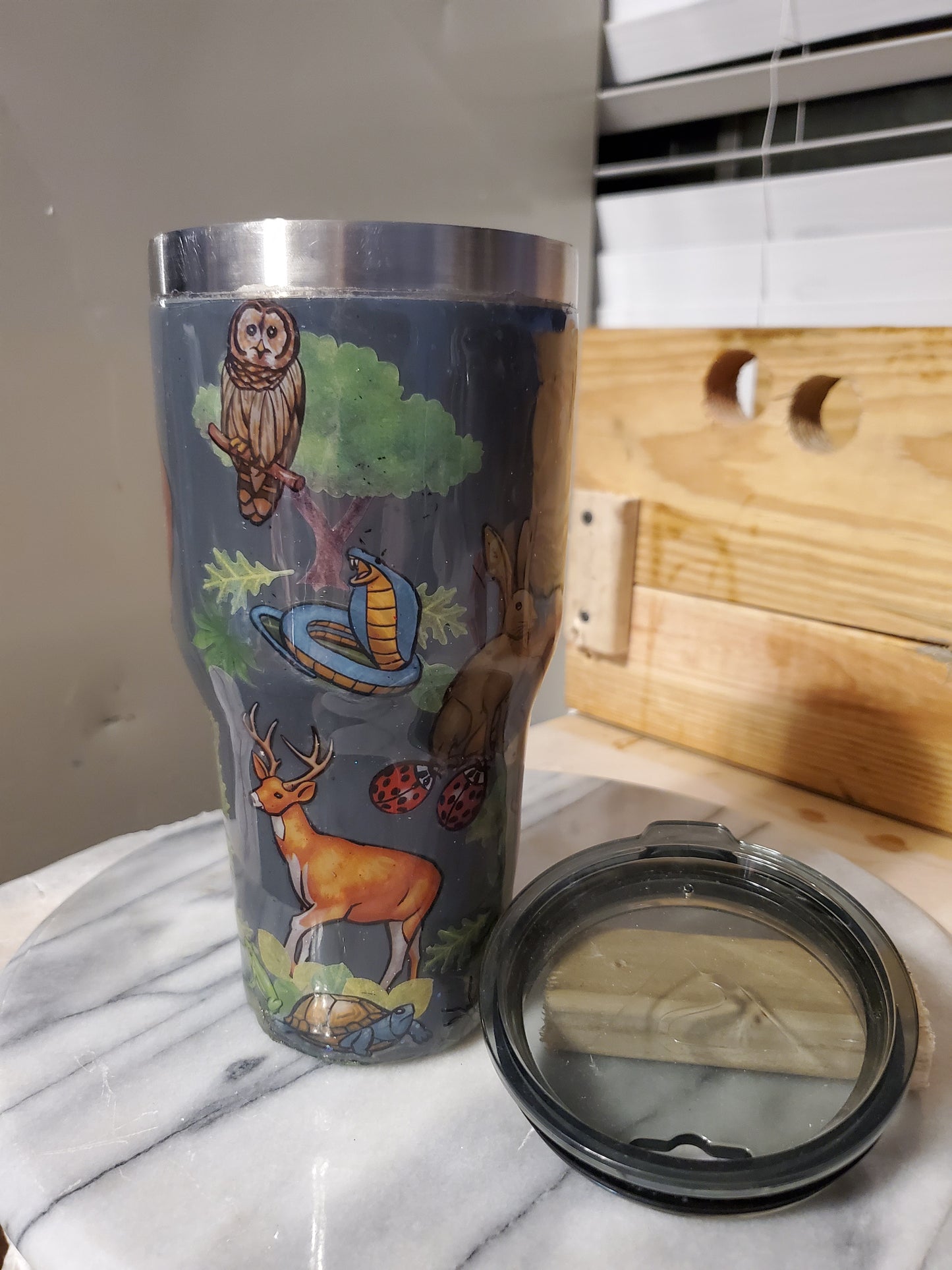 30 0z My Zoo Double walled insulated Stainless steel tumbler cup