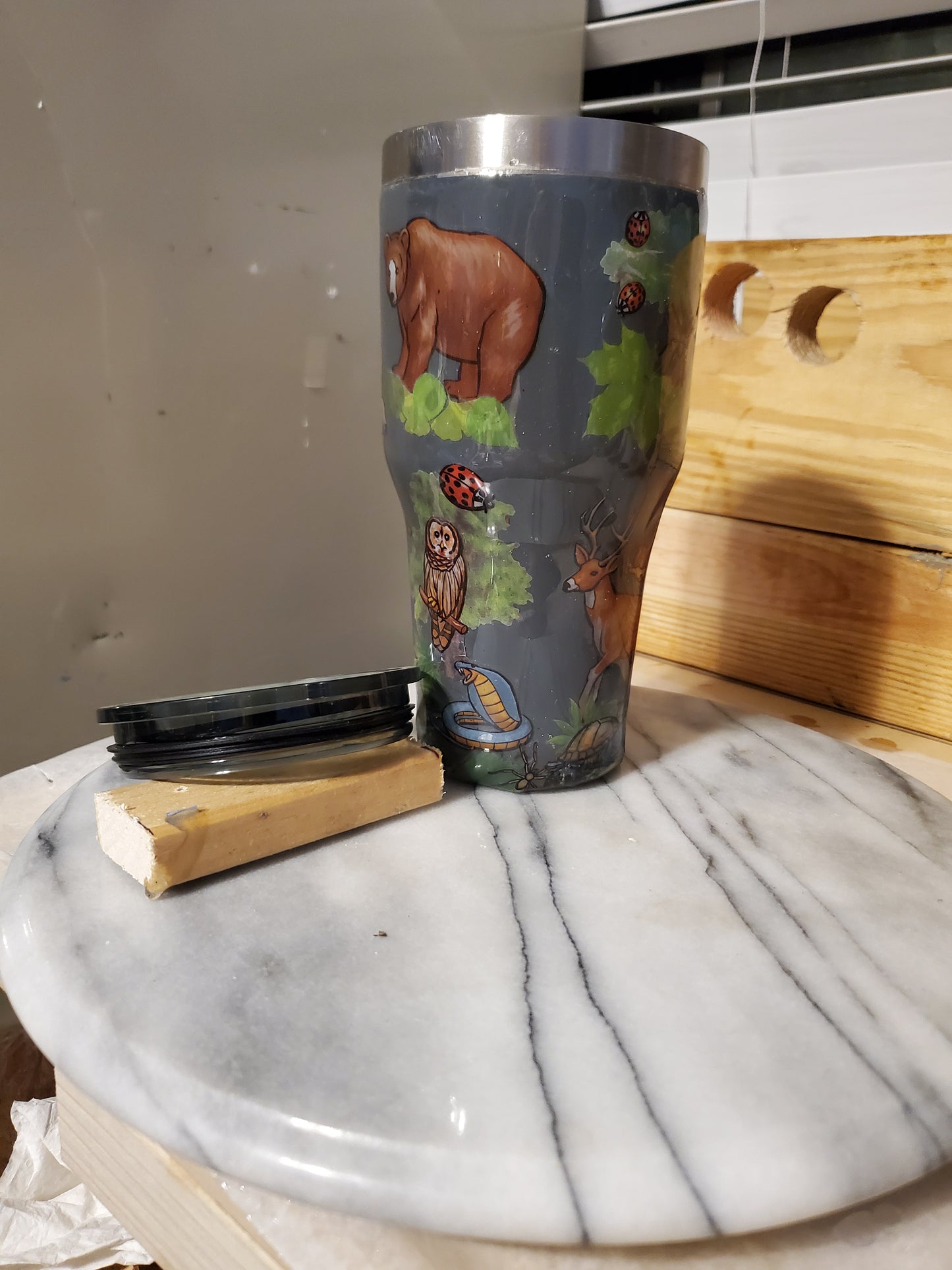 30 0z My Zoo Double walled insulated Stainless steel tumbler cup
